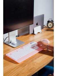 EVERET KM-9676 Beyaz/Pempe Multimedya Tablet-Telefon Standlı Klavye + Mouse Set